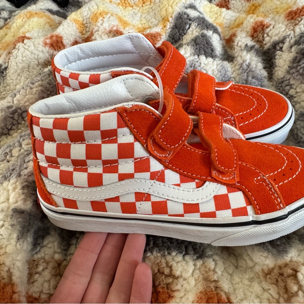 Vans Kids Orange Checkered Shoes